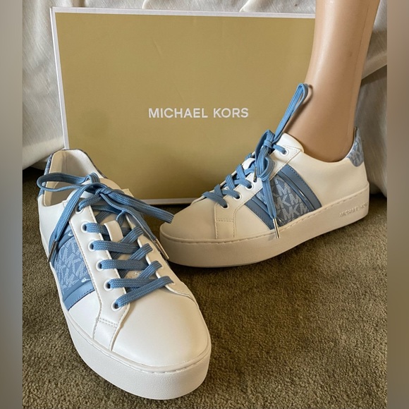 MICHEAL KORS “POPPY STRIPE” LACE-UP SIGNATURE SNEAKERS - Picture 3 of 13